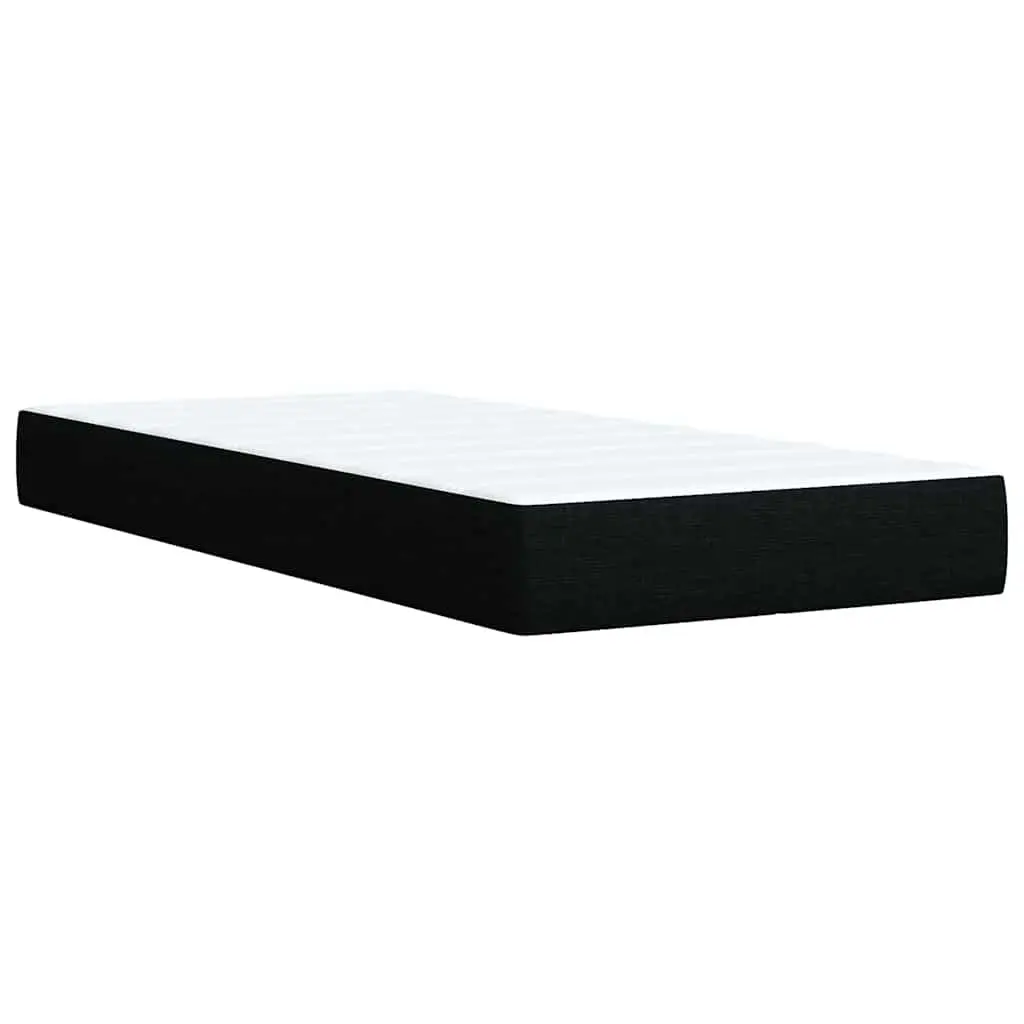 King Single Box Spring Bed Black Fabric Frame Pocket Spring Mattress Slats