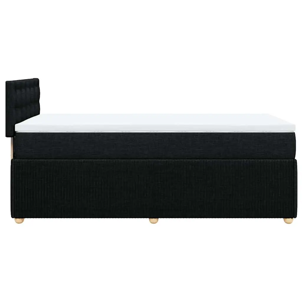 King Single Box Spring Bed Black Fabric Frame Pocket Spring Mattress Slats