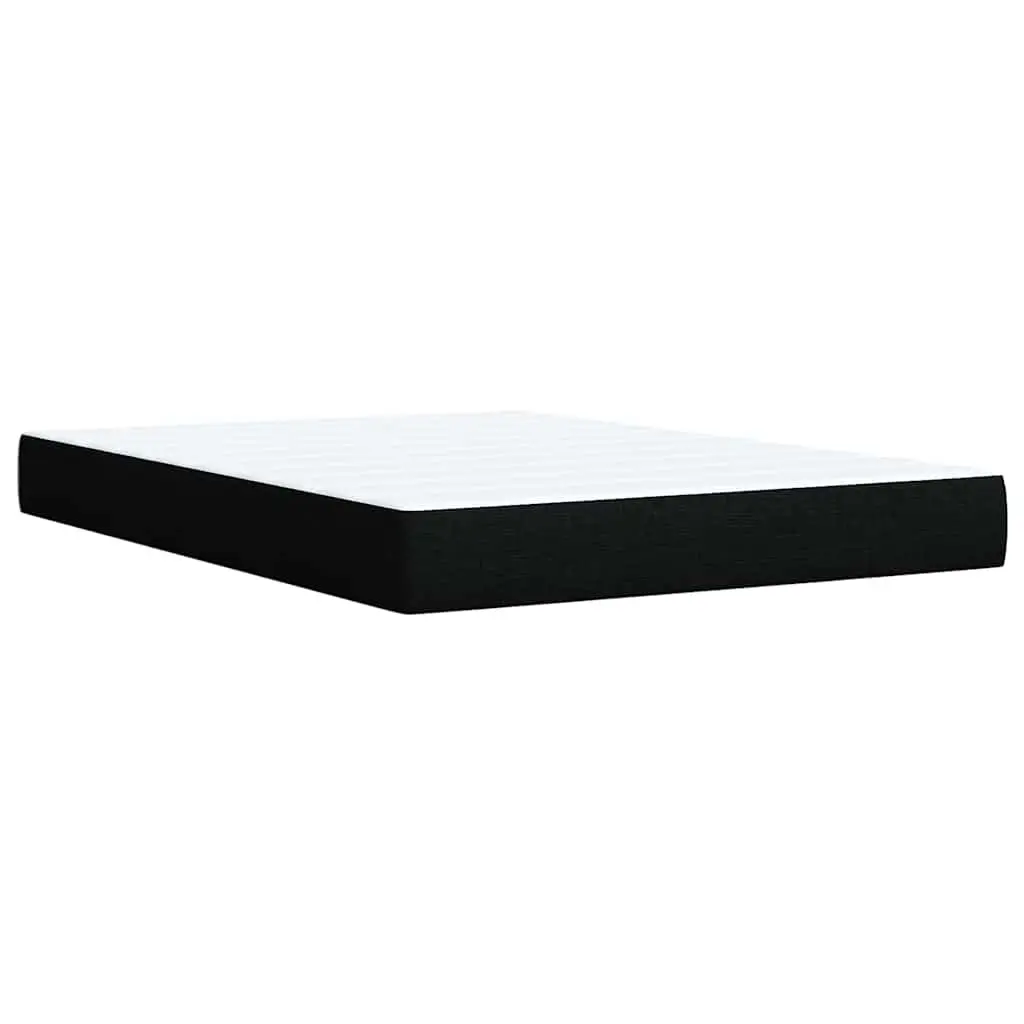 Double Box Spring Bed Black Fabric Frame Pocket Spring Mattress Double Size