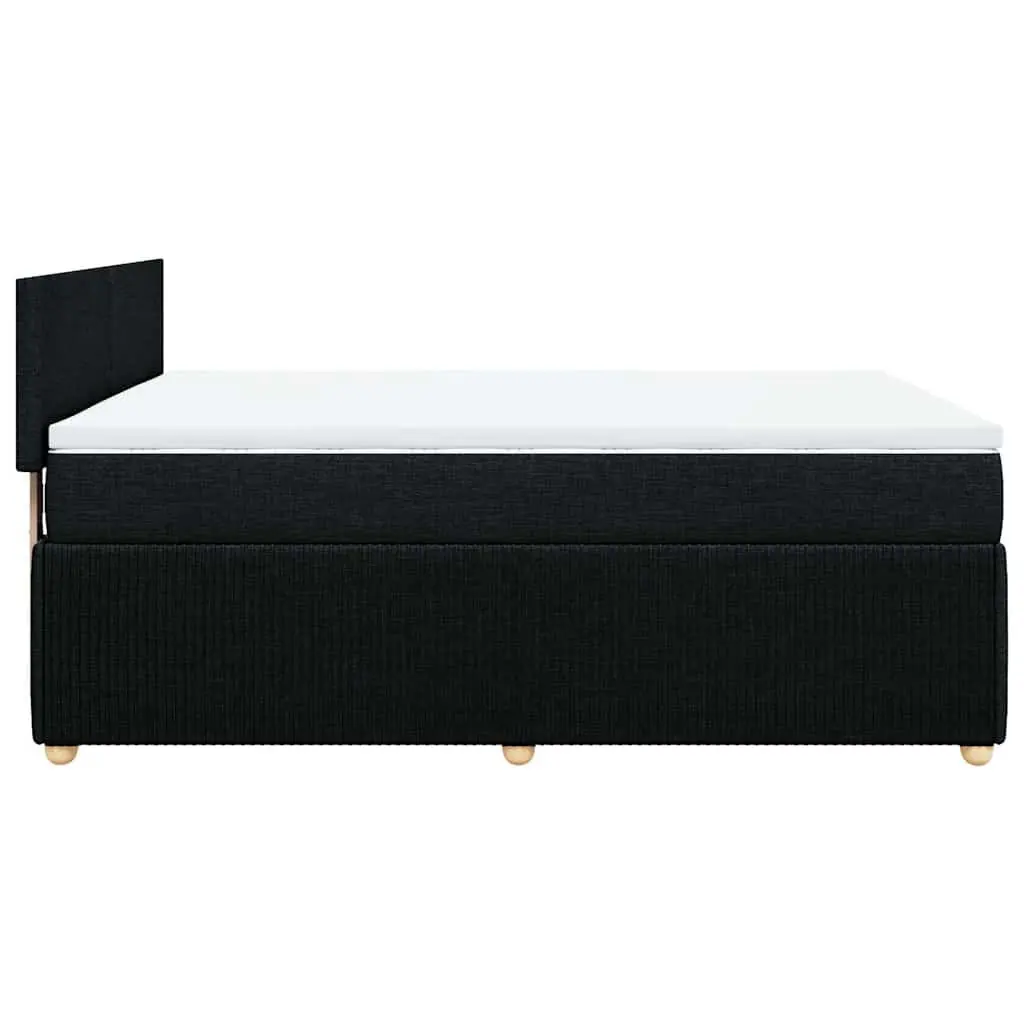Double Box Spring Bed Black Fabric Frame Pocket Spring Mattress Double Size