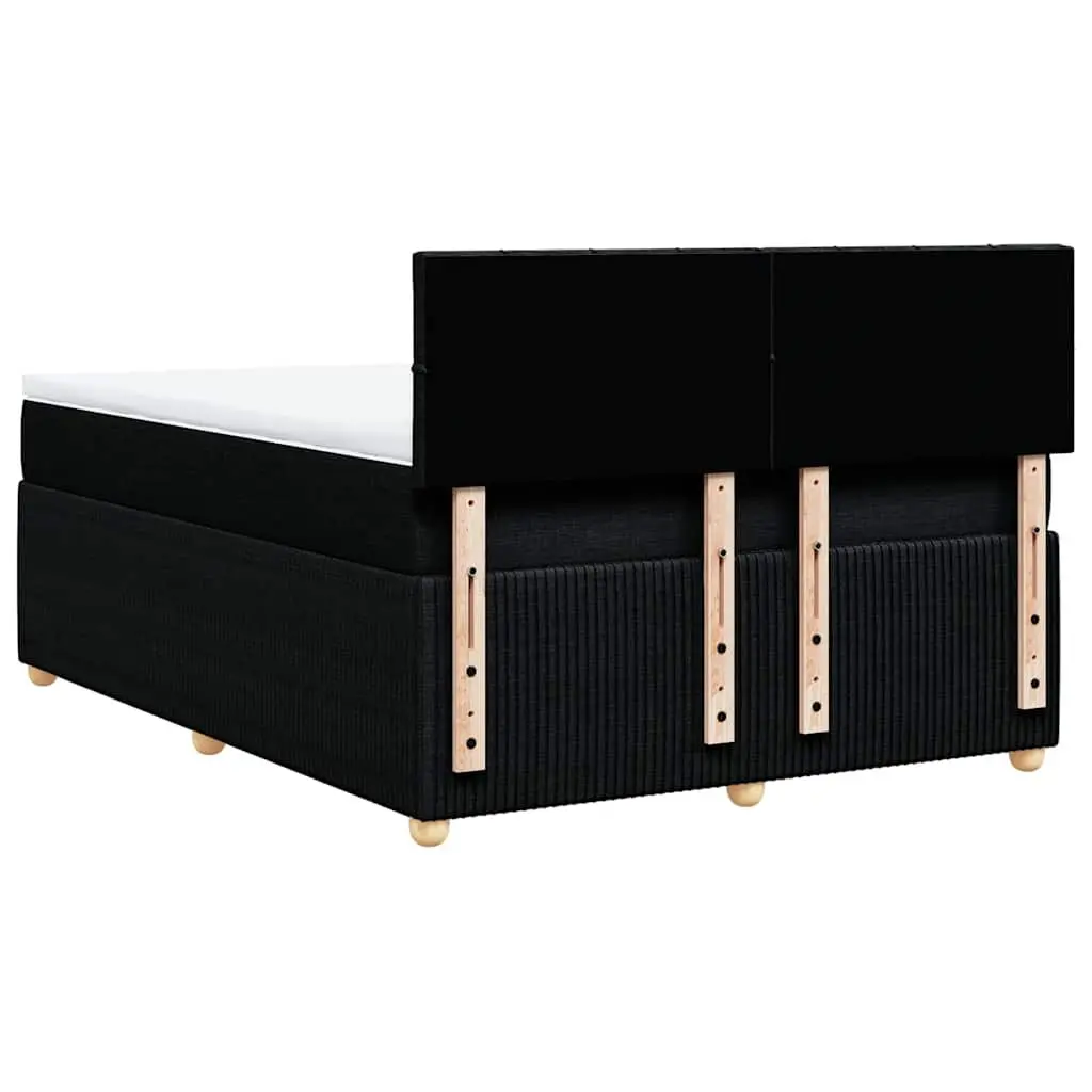 Double Box Spring Bed Black Fabric Frame Pocket Spring Mattress
