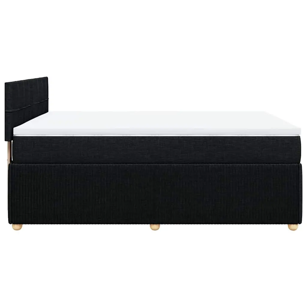 Double Box Spring Bed Black Fabric Frame Pocket Spring Mattress