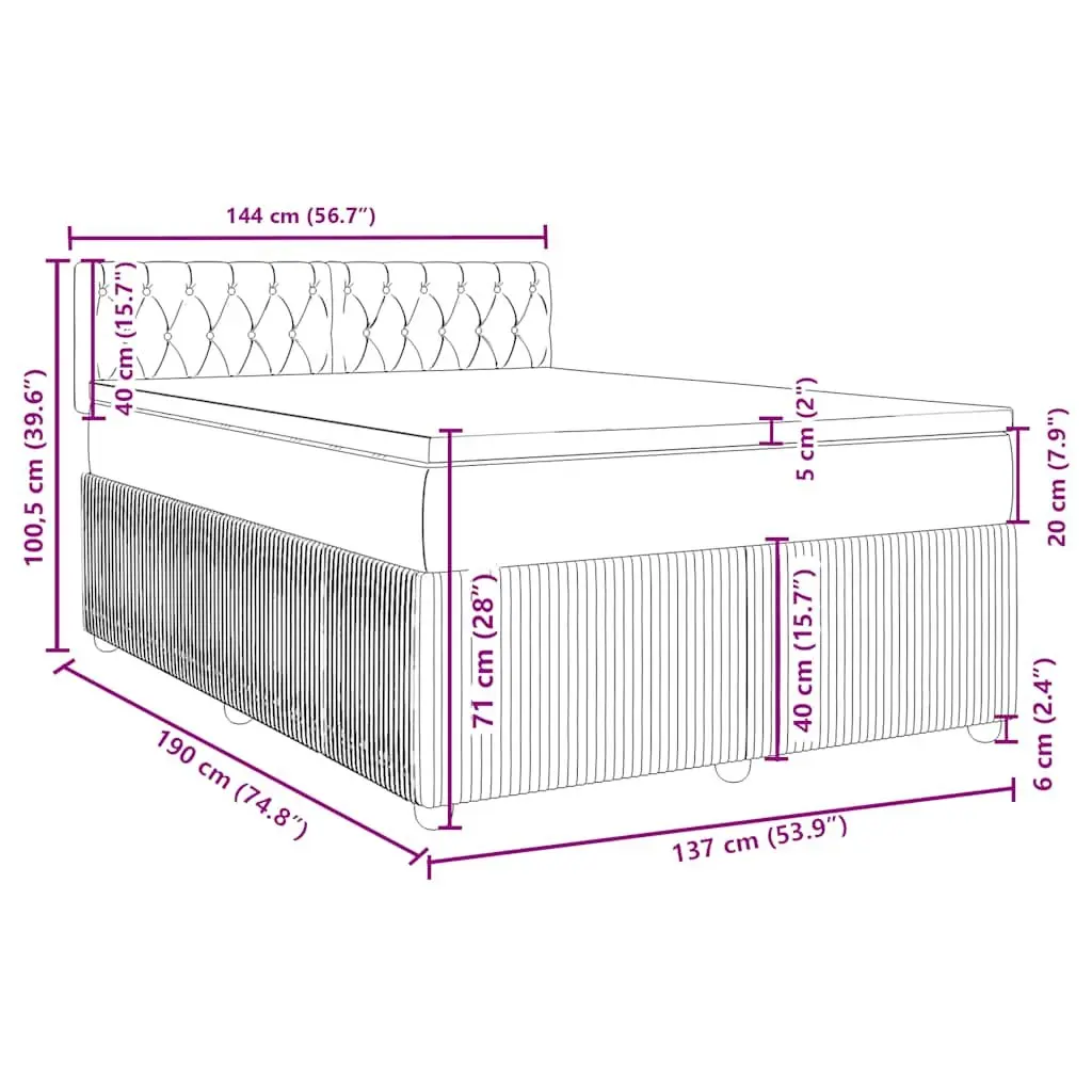 Double Box Spring Bed with Pocket Spring Mattress Double Black Fabric Frame