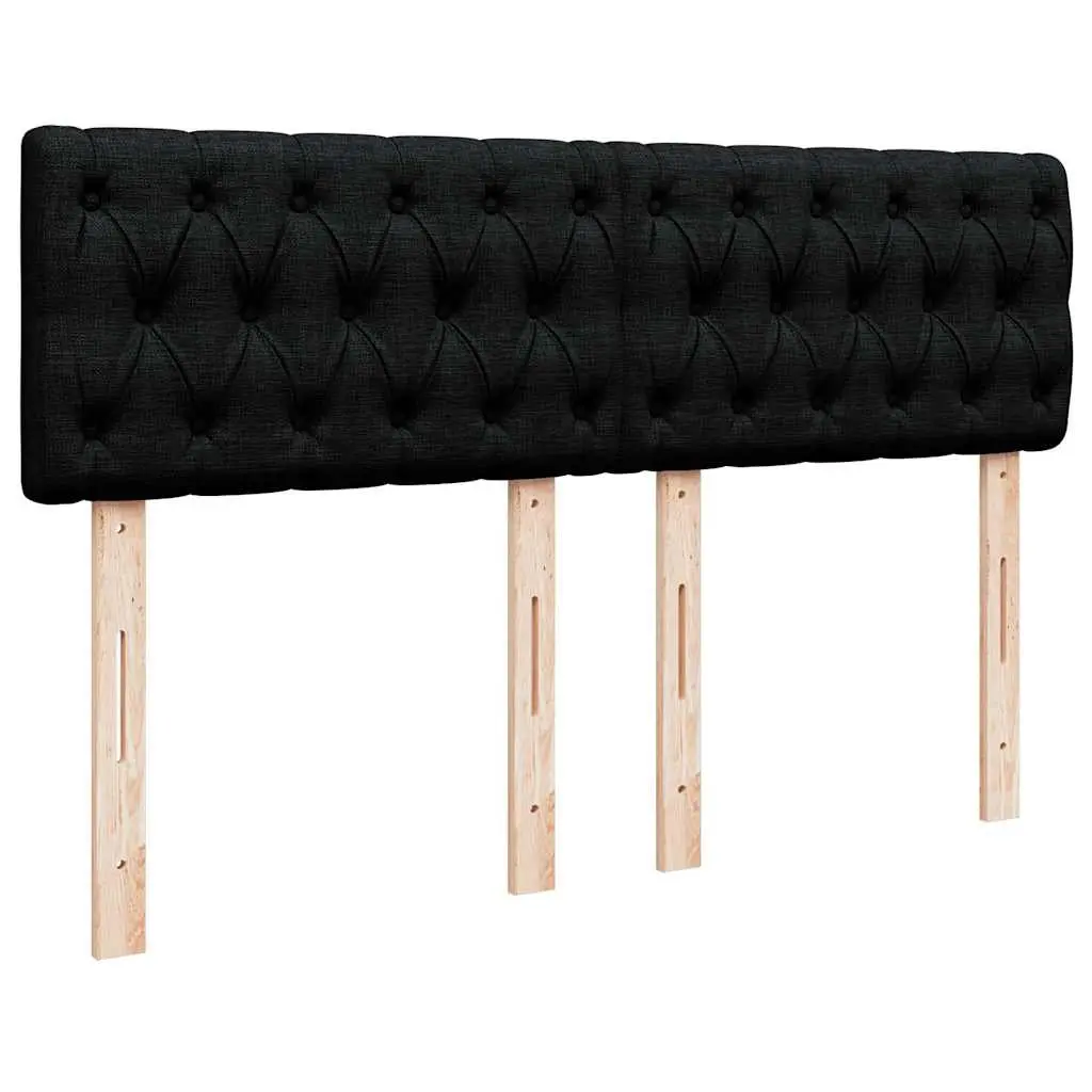 Double Box Spring Bed with Pocket Spring Mattress Double Black Fabric Frame