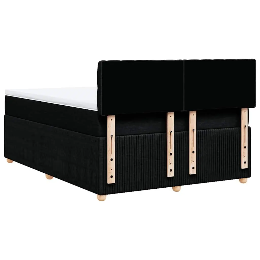 Double Box Spring Bed with Pocket Spring Mattress Double Black Fabric Frame