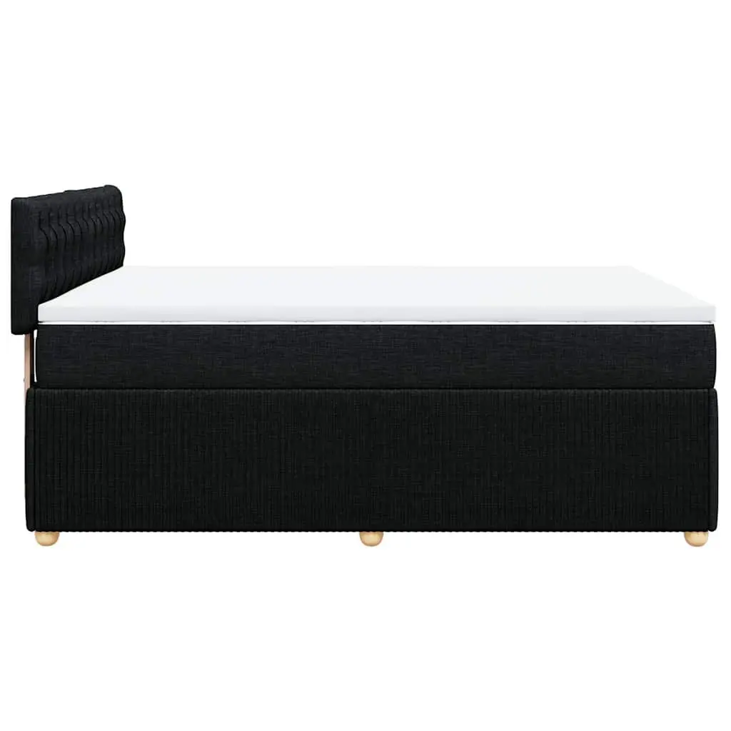 Double Box Spring Bed with Pocket Spring Mattress Double Black Fabric Frame
