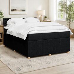 Double Box Spring Bed with Pocket Spring Mattress in Black