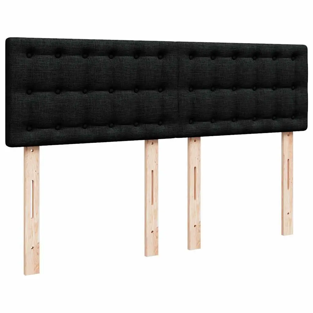 Double Box Spring Bed Black Fabric Frame Pocket Spring Mattress