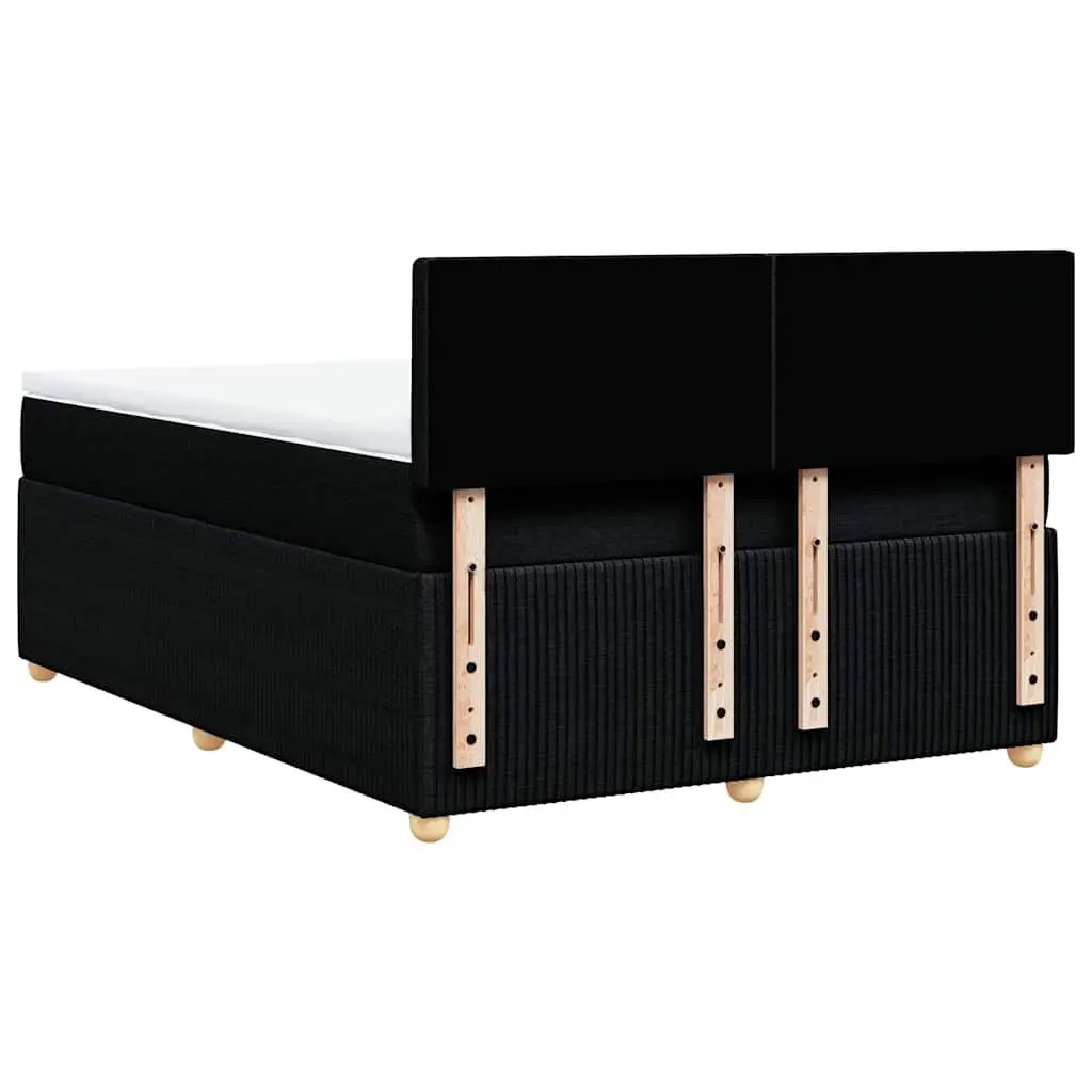 Double Box Spring Bed Black Fabric Frame Pocket Spring Mattress