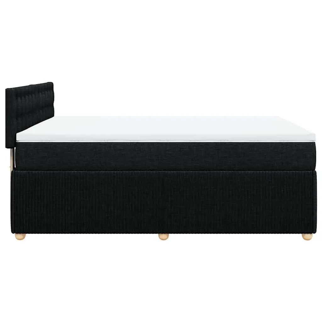 Double Box Spring Bed Black Fabric Frame Pocket Spring Mattress