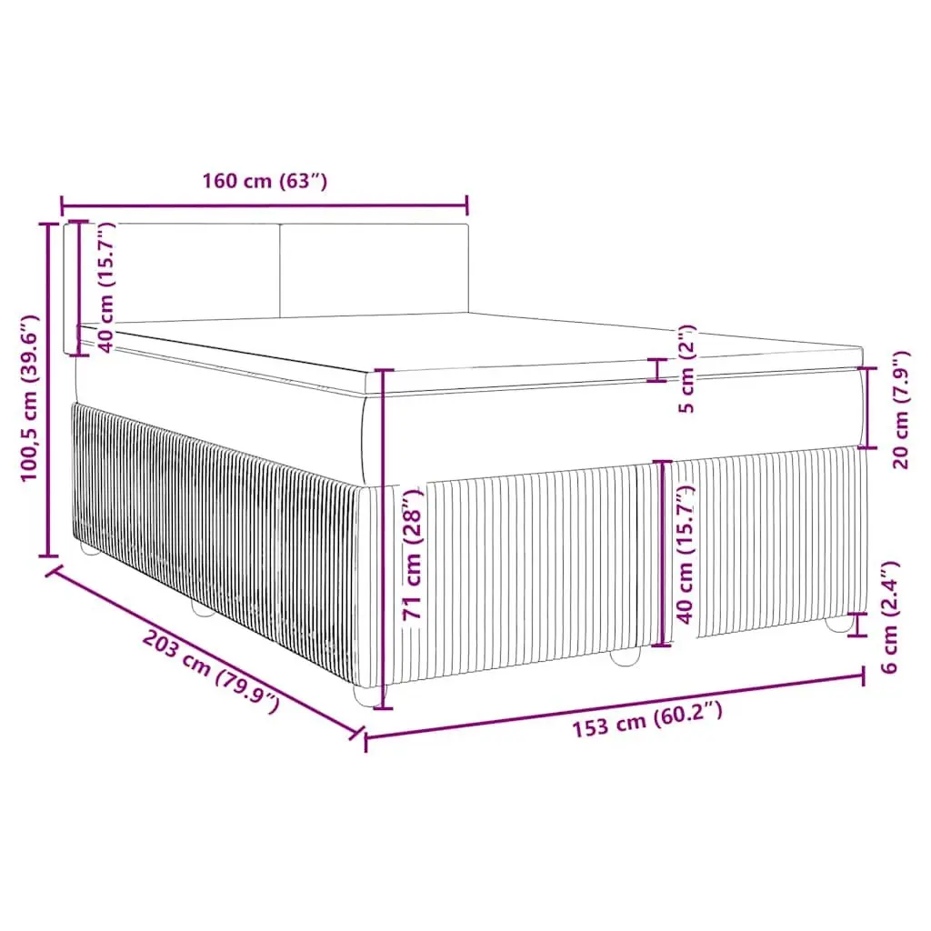 Queen Box Spring Bed Dark Grey Fabric Frame Pocket Spring Mattress Slats Support