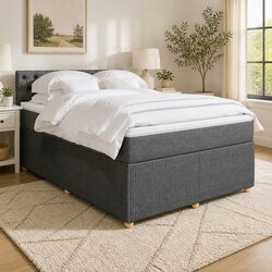 Stylish Queen Box Spring Bed with Pocket Mattress in Grey