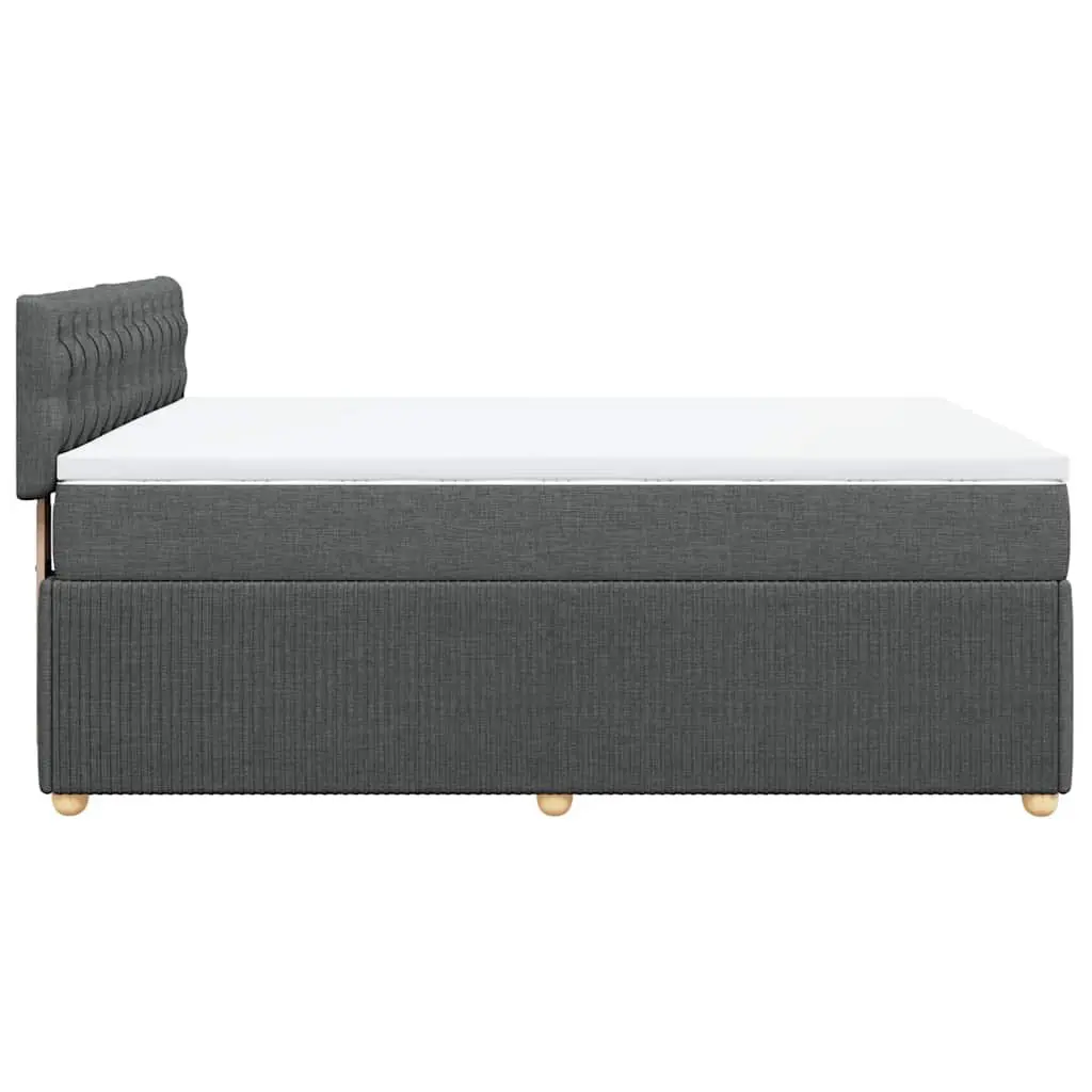 Queen Box Spring Bed Grey Fabric Pocket Spring Mattress Frame