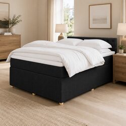 Queen Box Spring Bed with Pocket Sprung Mattress in Black