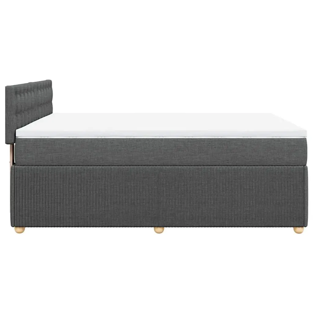 Queen Box Spring Bed Dark Grey Fabric Pocket Spring Mattress