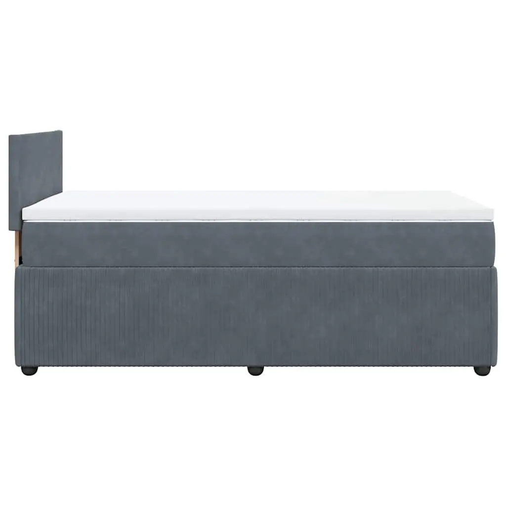 Box Spring Bed King Single Grey Velvet Frame Pocket Spring Mattress