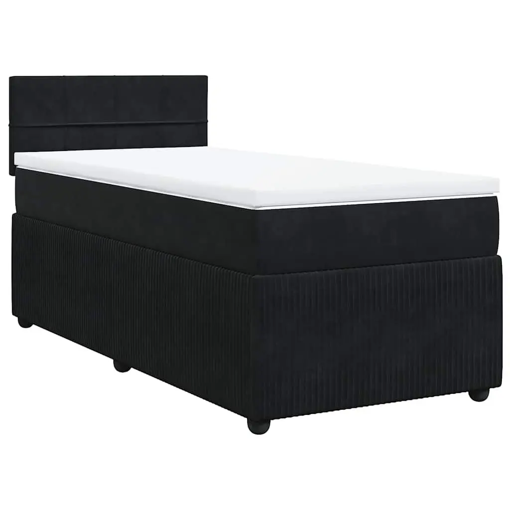 King Single Box Spring Bed Black Velvet Frame Pocket Mattress