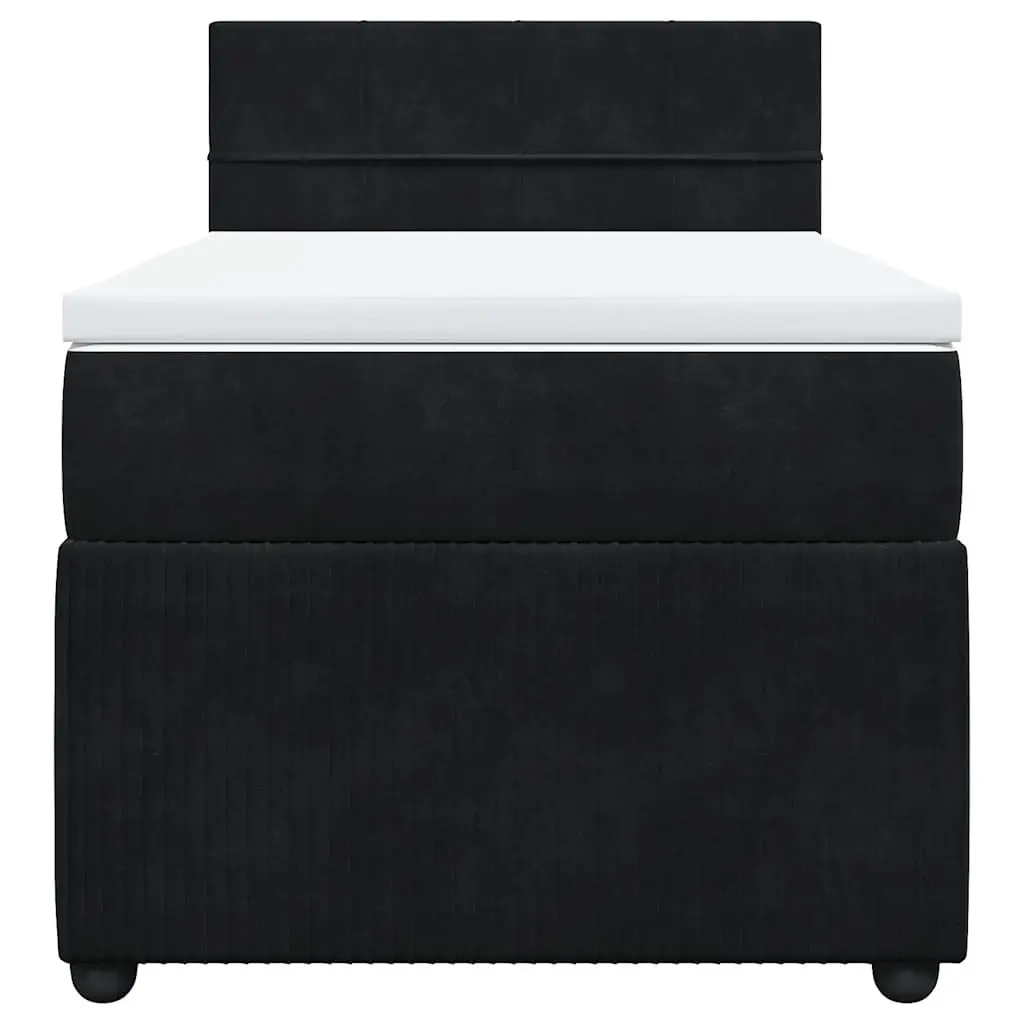 King Single Box Spring Bed Black Velvet Frame Pocket Mattress