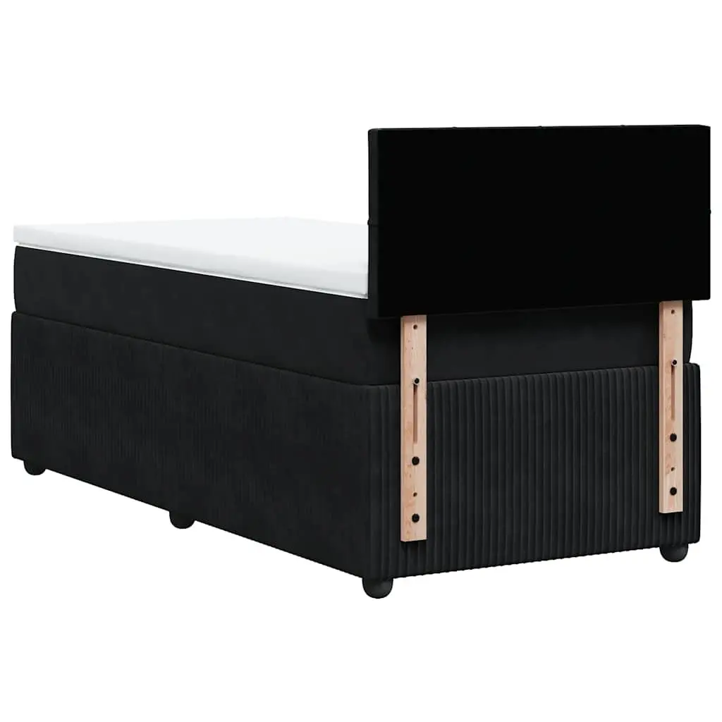 King Single Box Spring Bed Black Velvet Frame Pocket Mattress