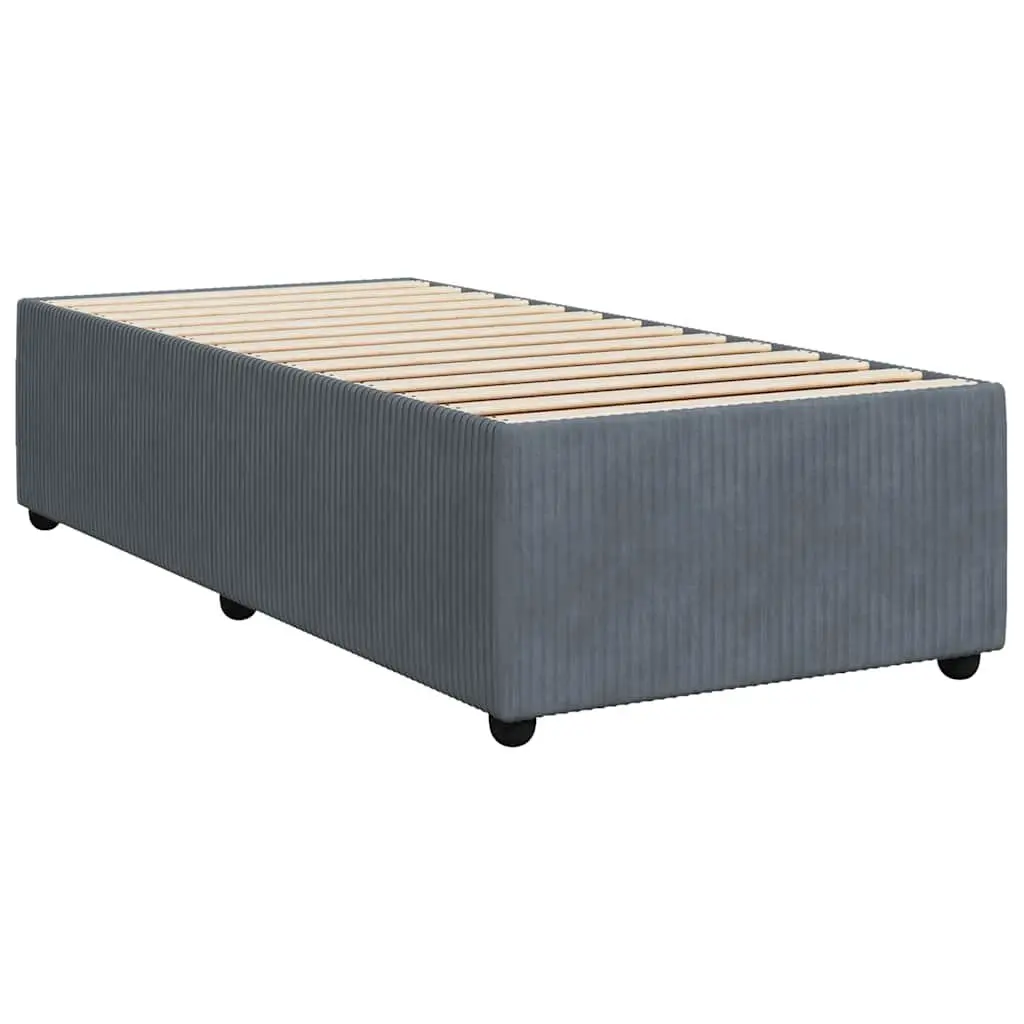 King Single Box Spring Bed Dark Grey Velvet Pocket Spring Mattress