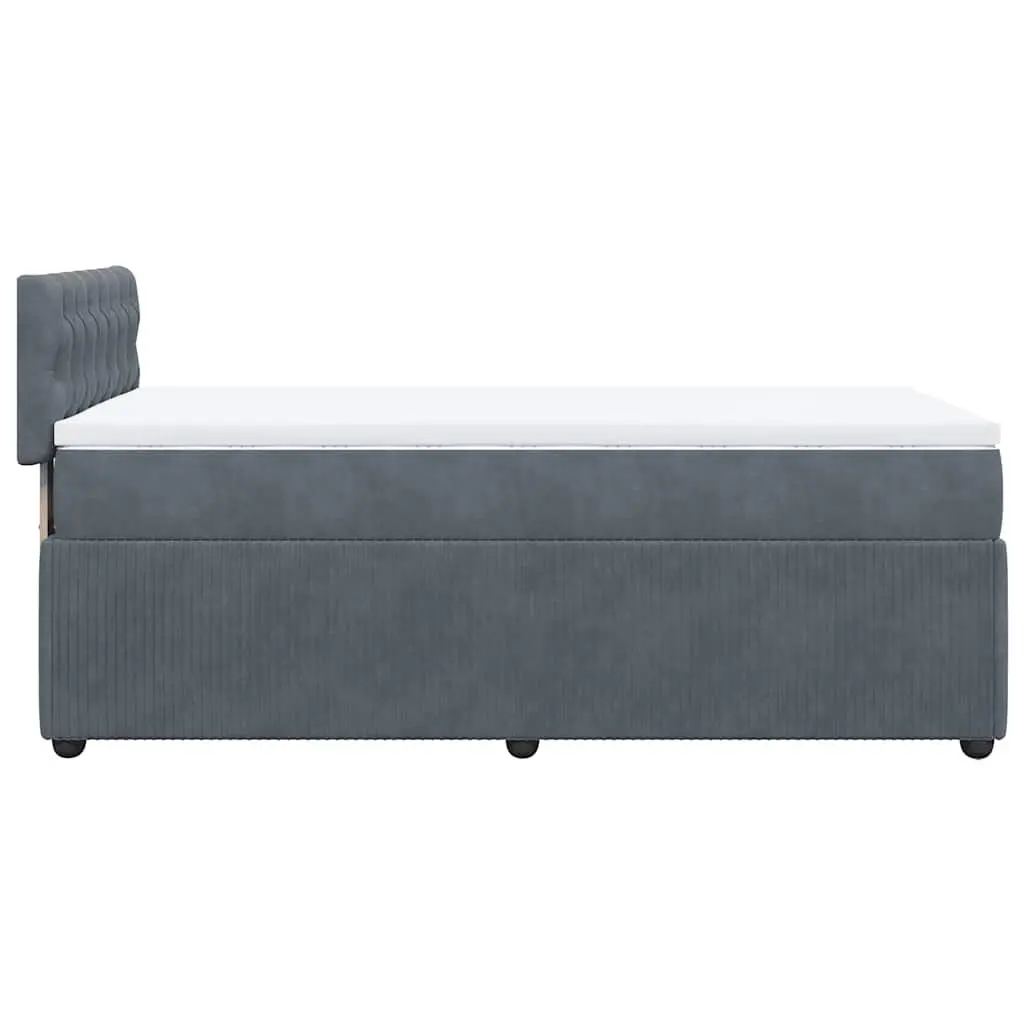 King Single Box Spring Bed Dark Grey Velvet Pocket Spring Mattress