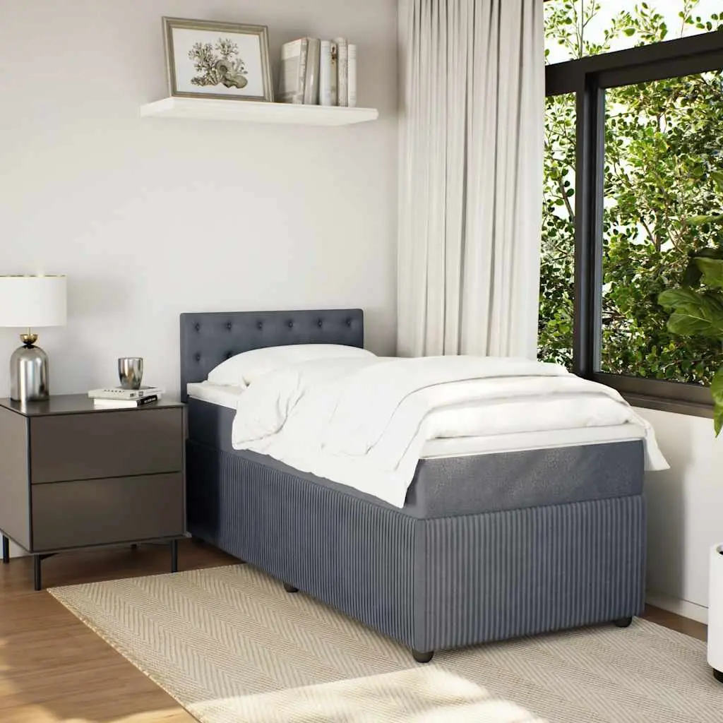 Box Spring Bed Grey Velvet King Single with Pocket Spring Mattress