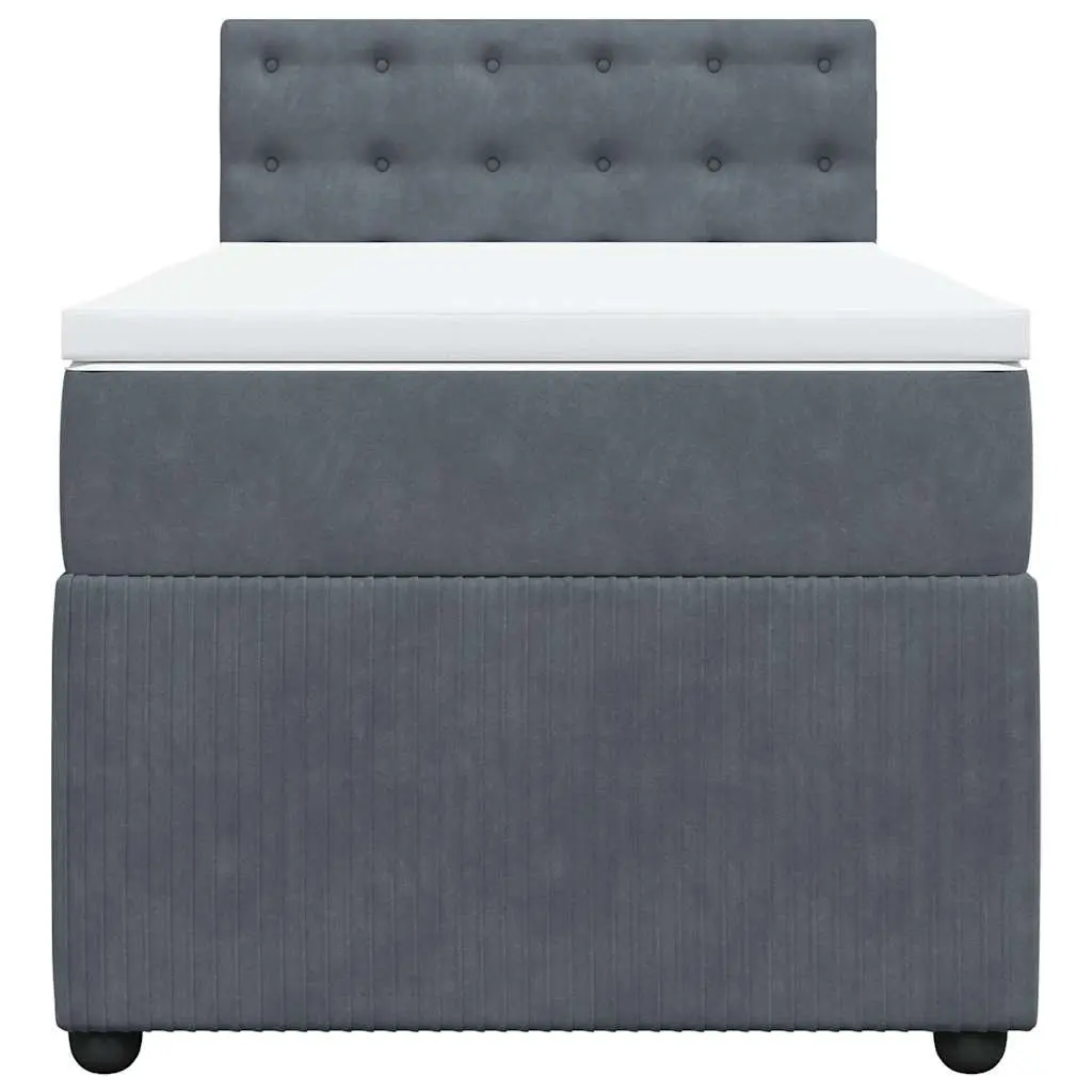 Box Spring Bed Grey Velvet King Single with Pocket Spring Mattress