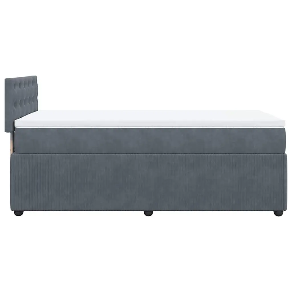 Box Spring Bed Grey Velvet King Single with Pocket Spring Mattress