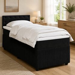 King Single Velvet Box Spring Bed with Pocket Mattress
