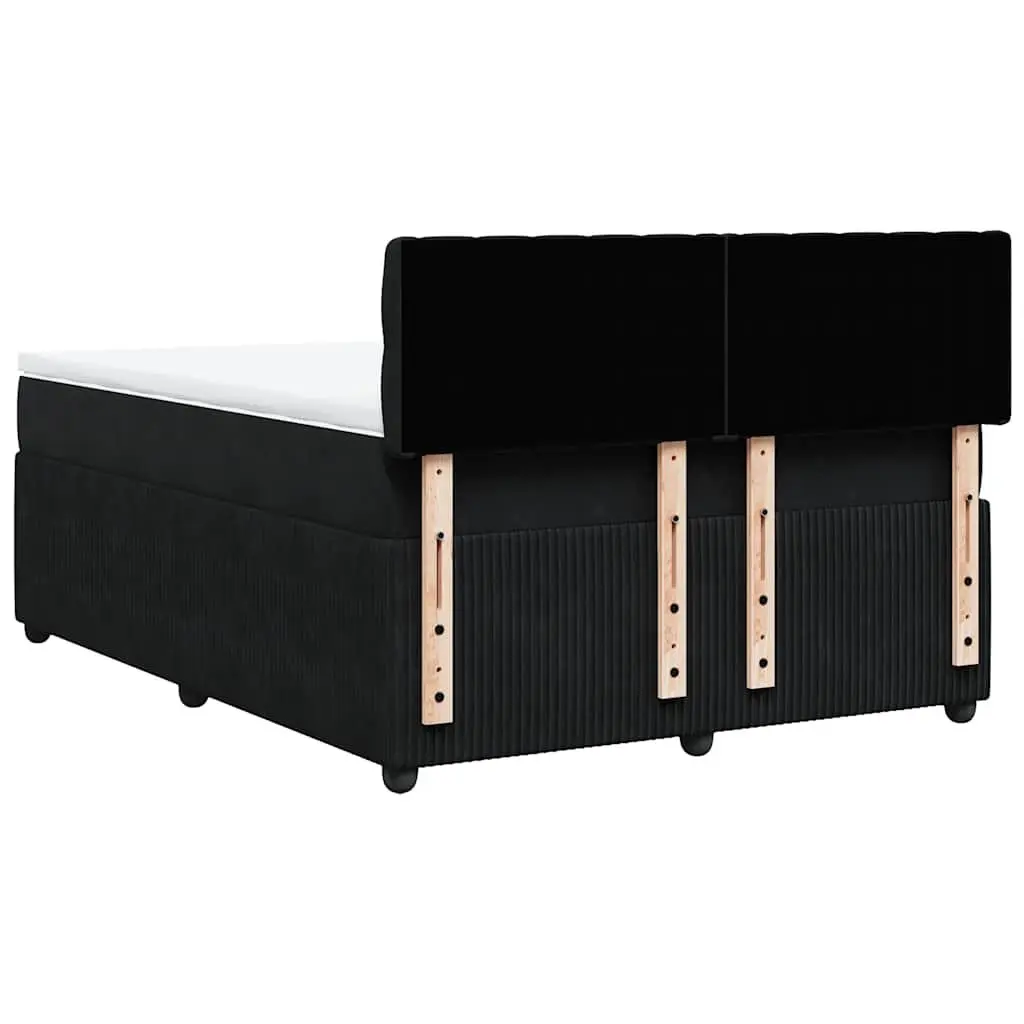 Box Spring Bed Double Black Velvet Pocket Spring Mattress Frame
