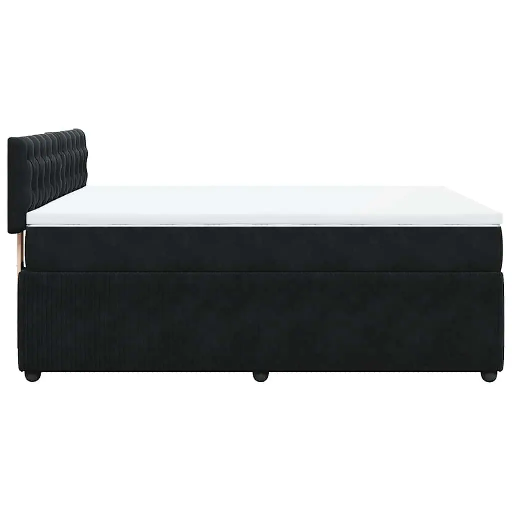 Box Spring Bed Double Black Velvet Pocket Spring Mattress Frame