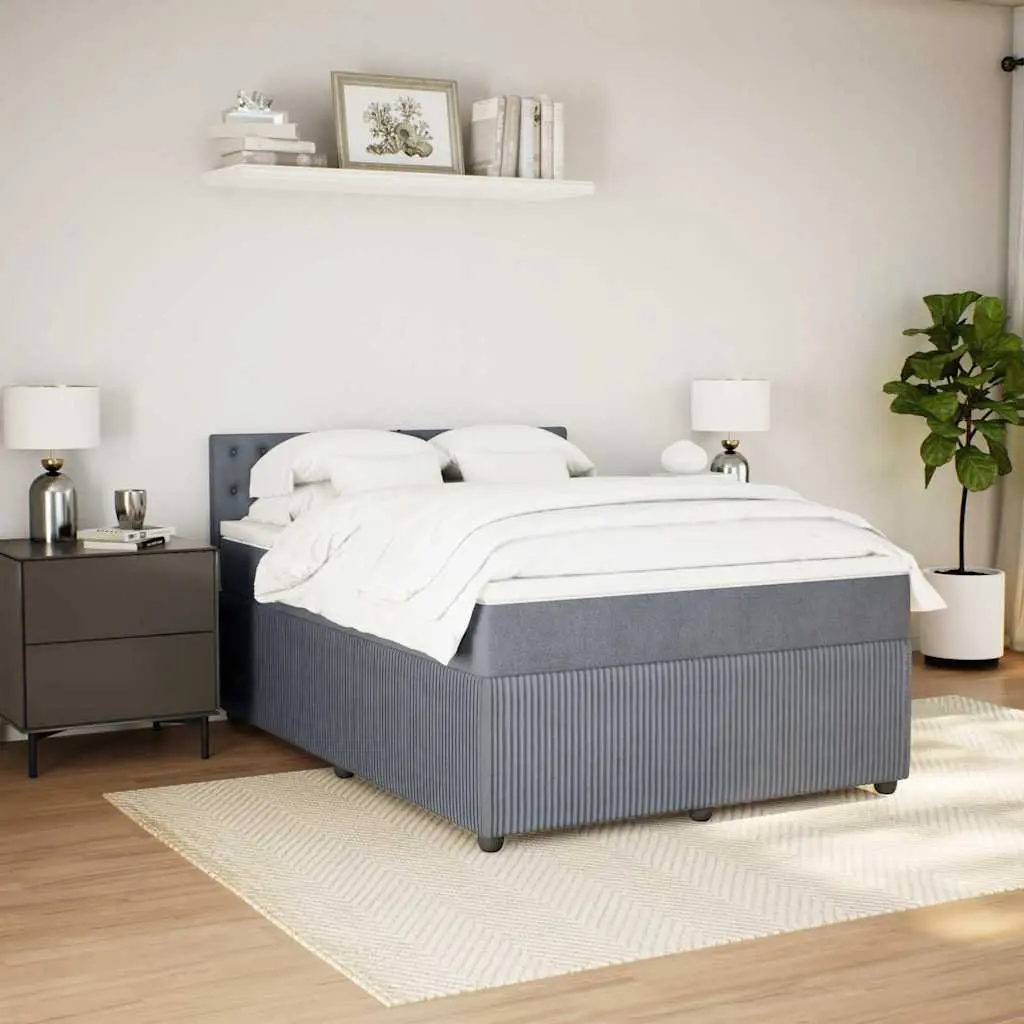 Double Bed Grey Velvet Upholstered Frame with Pocket Spring Mattress