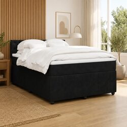 Double Box Spring Bed with Velvet Pocket Spring Mattress
