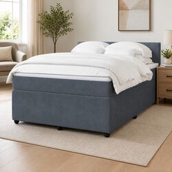 Comfortable Queen Box Spring Bed with Velvet Frame