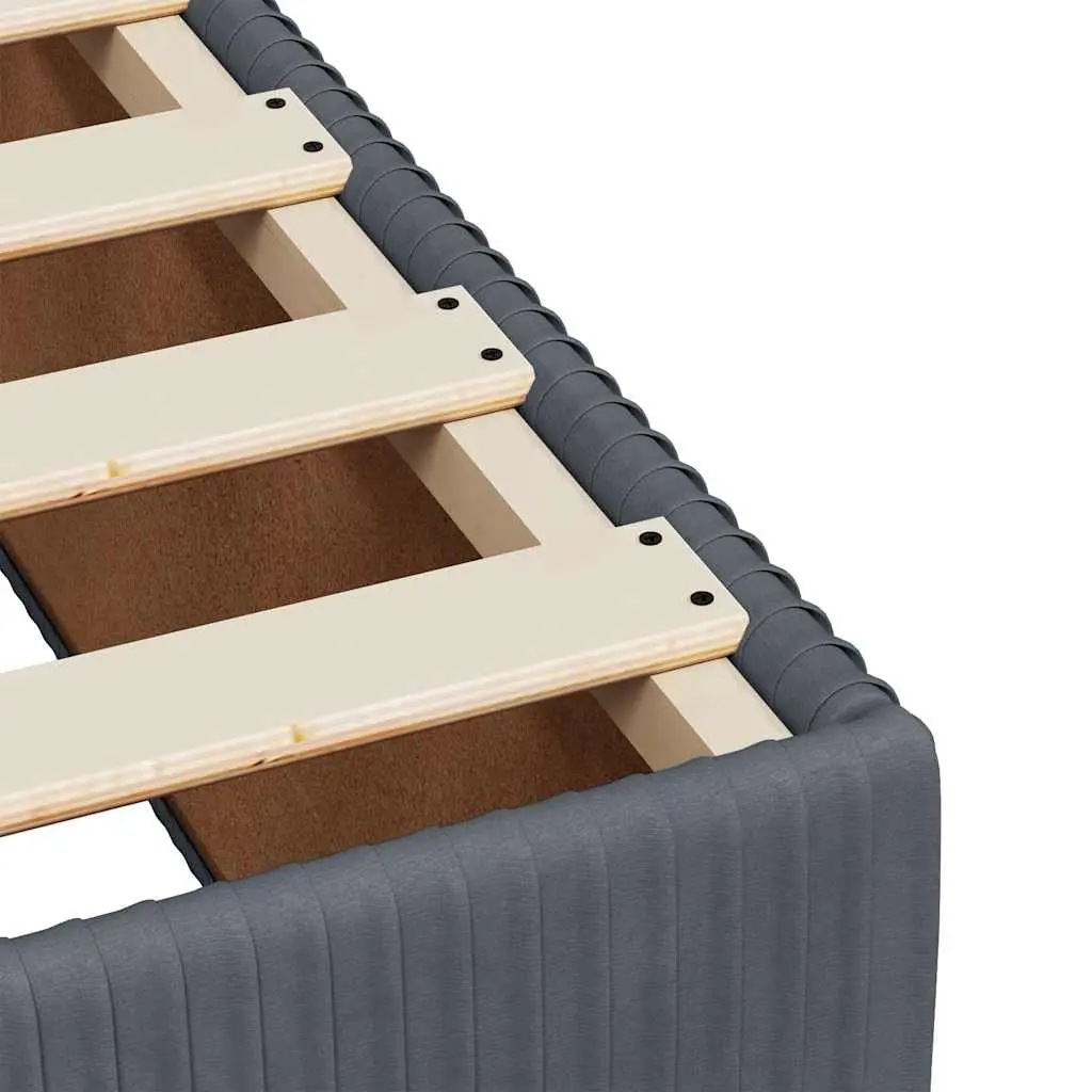 Queen Box Spring Bed Grey Velvet Upholstered Frame Pocket Spring Mattress