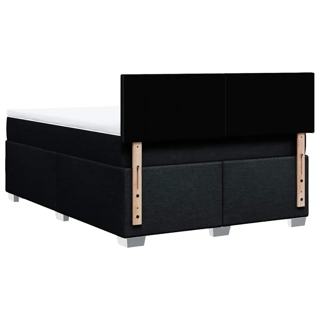 Double Box Spring Bed with Pocket Spring Mattress Black Fabric