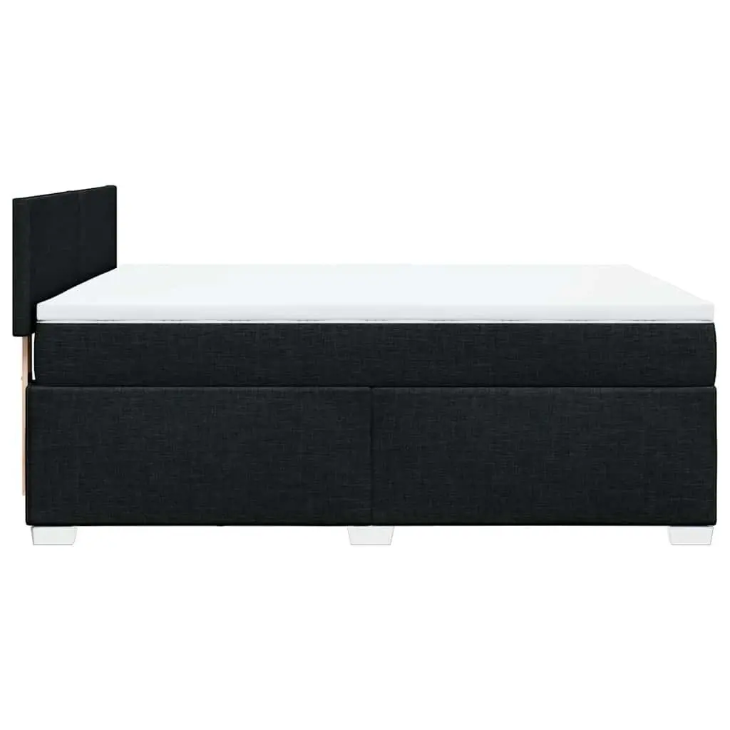 Double Box Spring Bed with Pocket Spring Mattress Black Fabric