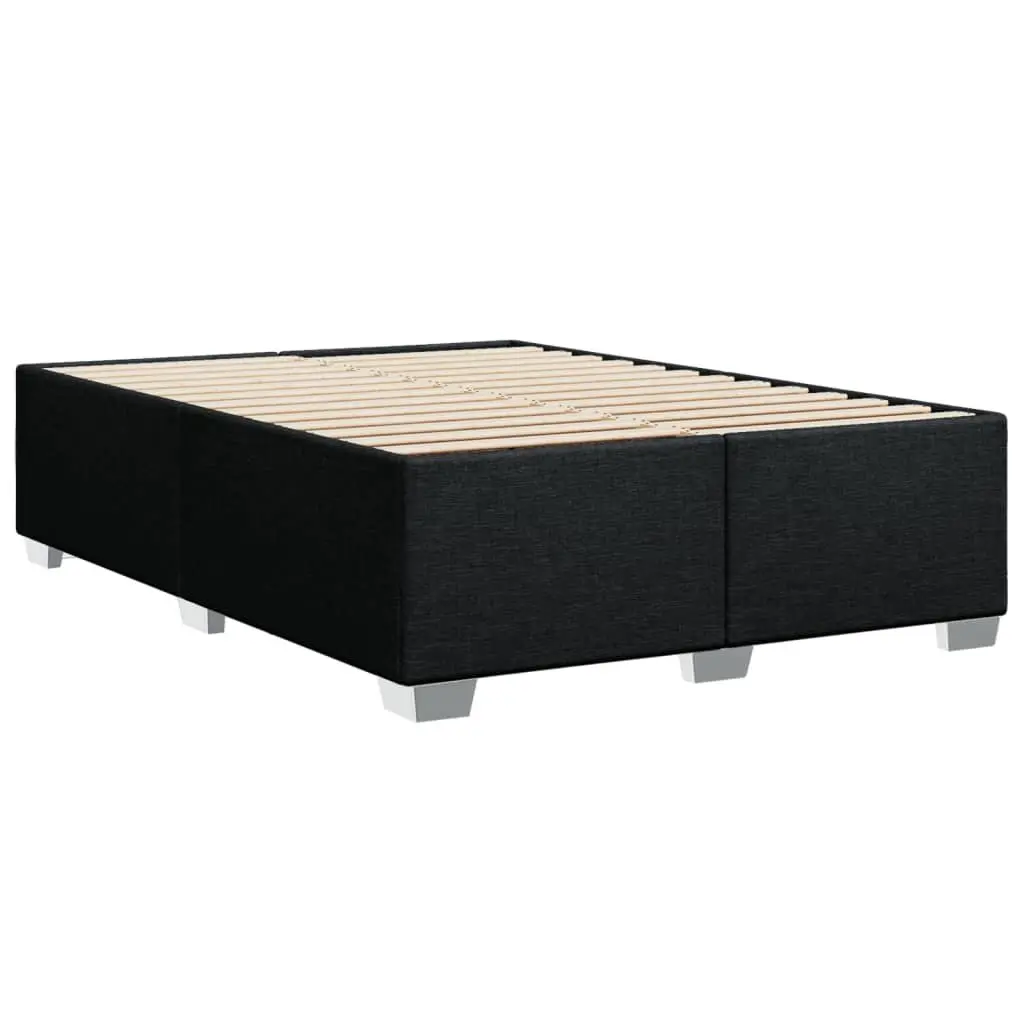 Double Box Spring Bed with Pocket Spring Mattress Black Fabric