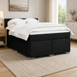 Double Box Spring Bed with Pocket Spring Mattress and LED Lights