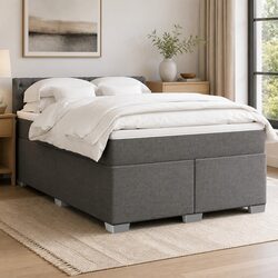 Double Box Spring Bed with Pocket Mattress and LED Lights