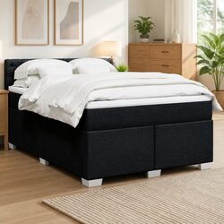 Double Box Spring Bed with Pocket Mattress and LED Lights