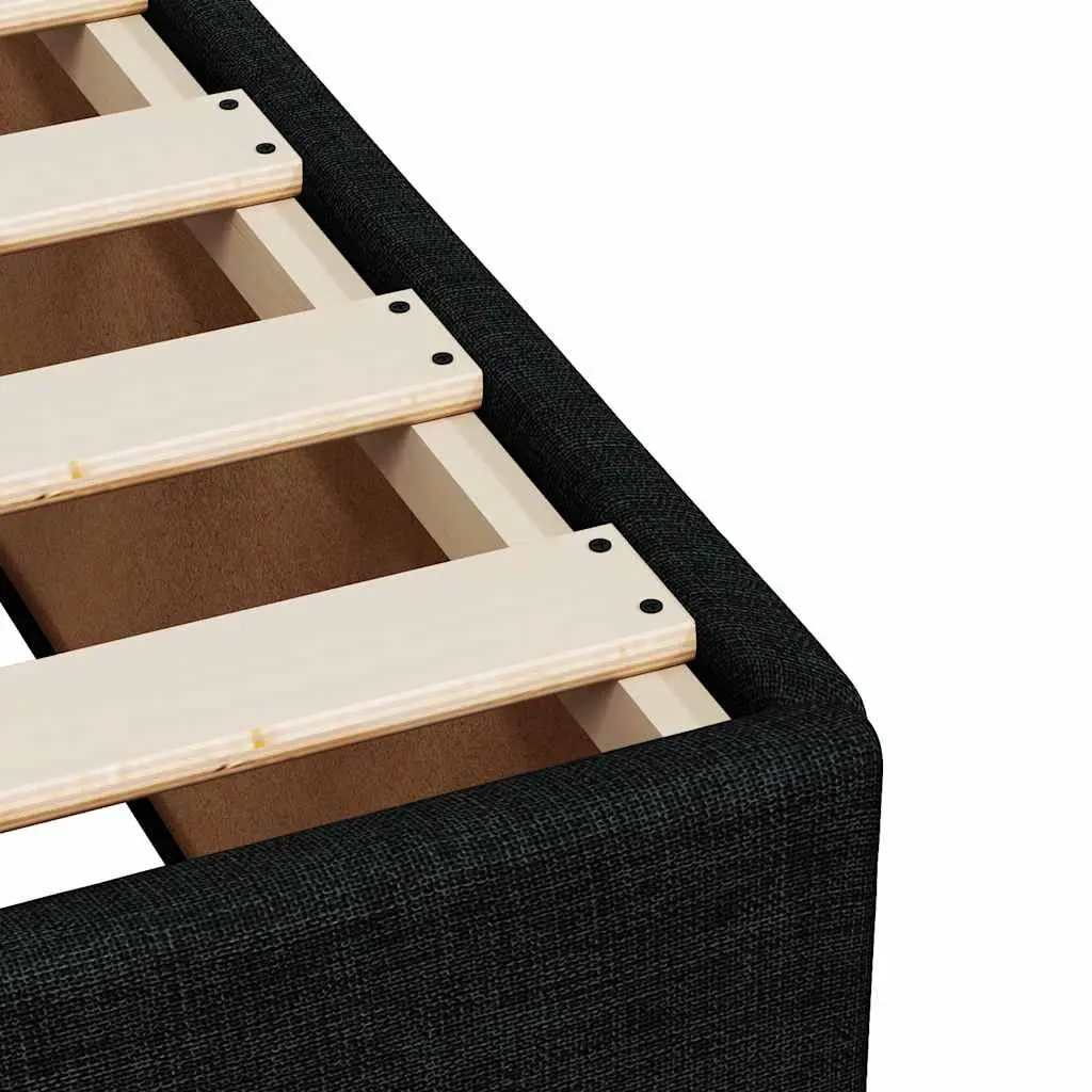 Double Box Spring Bed Black Fabric Pocket Spring Mattress LED Lights