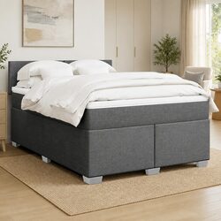 Queen Box Spring Bed with Pocket Spring Mattress in Grey