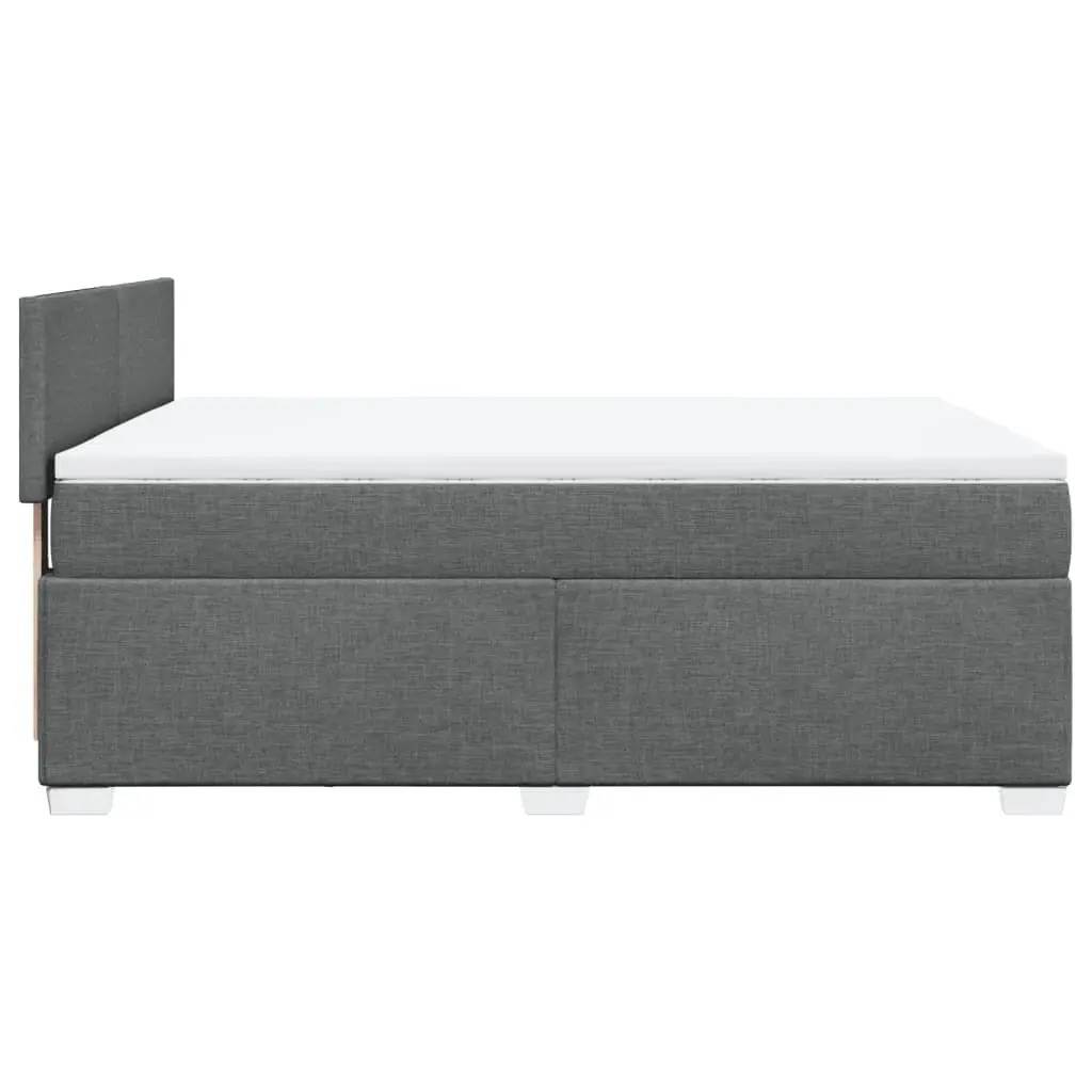 Queen Box Spring Bed Pocket Spring Mattress LED Light Grey Polyester Fabric