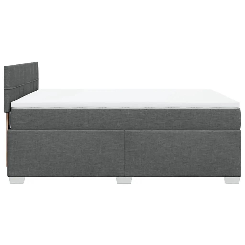 Queen Box Spring Bed Grey Fabric Pocket Sprung Mattress with LED Lights
