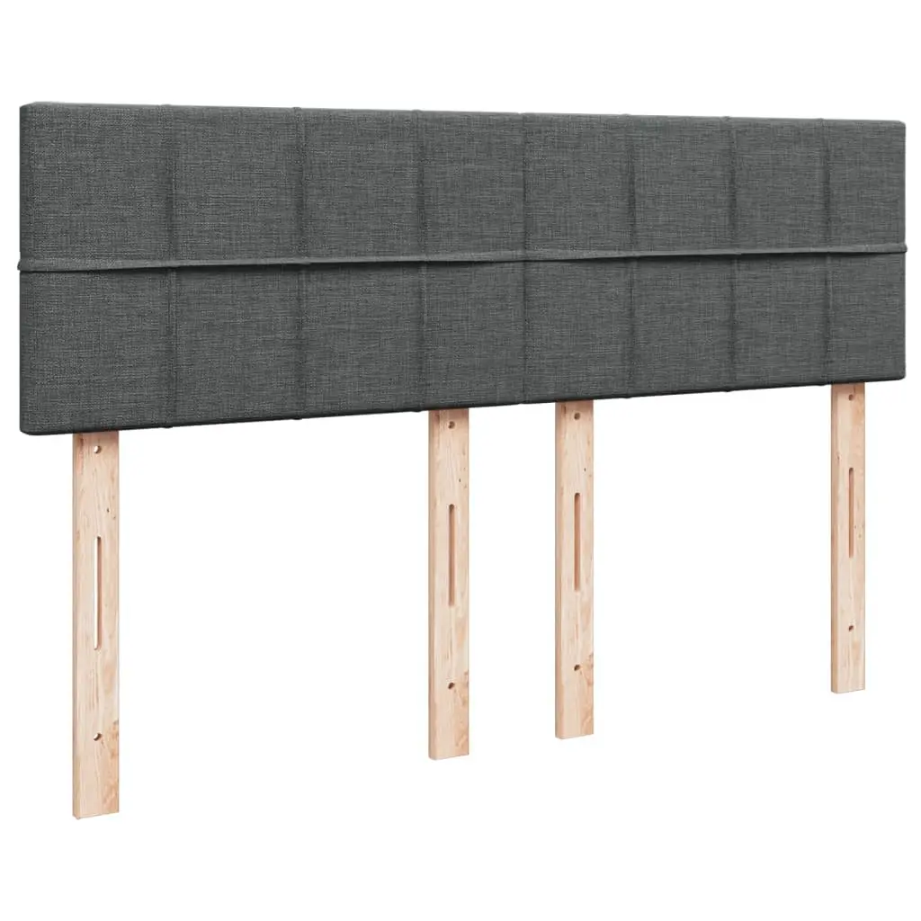 Queen Box Spring Bed Grey Fabric Pocket Sprung Mattress with LED Lights
