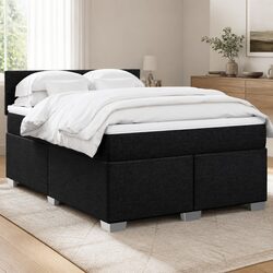Queen Box Spring Bed with Pocket Mattress and LED Lights
