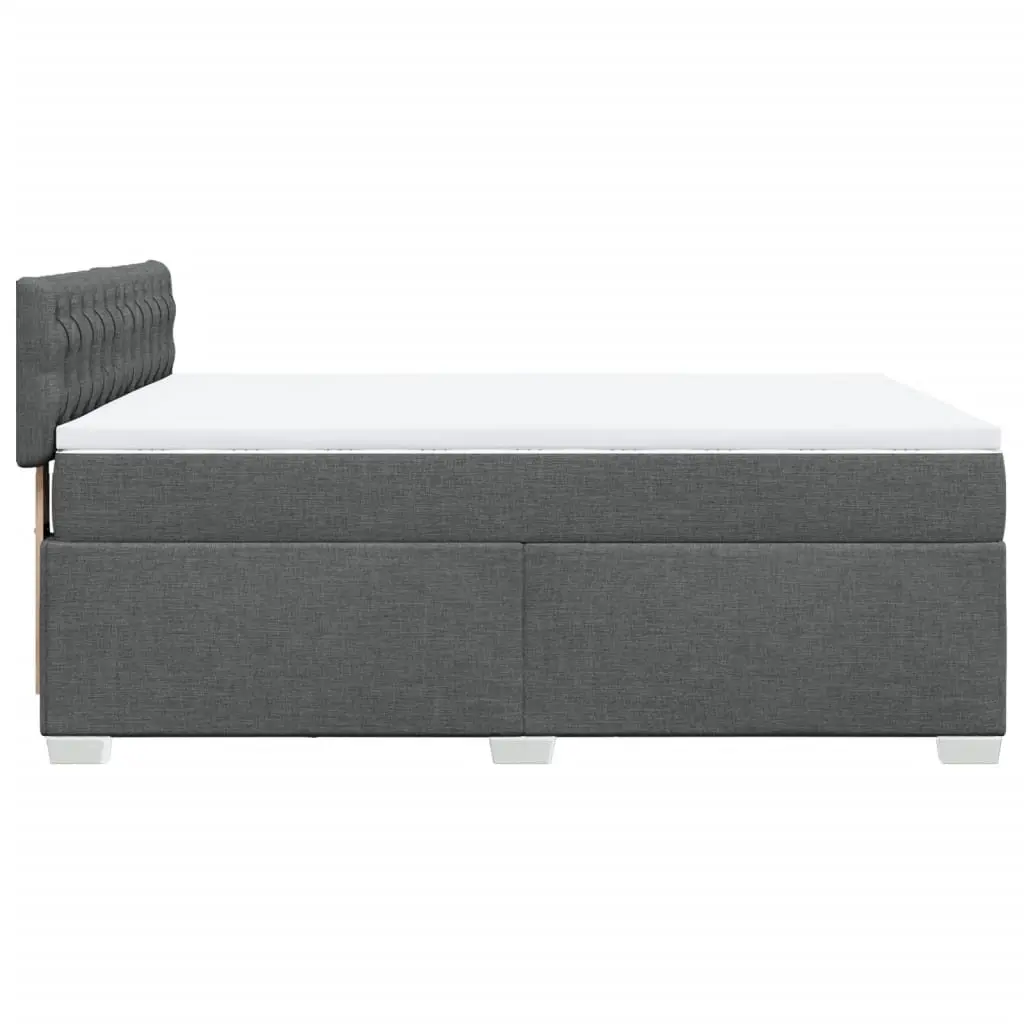 Queen Box Spring Bed Grey Fabric Frame Pocket Spring Mattress with LED Lights