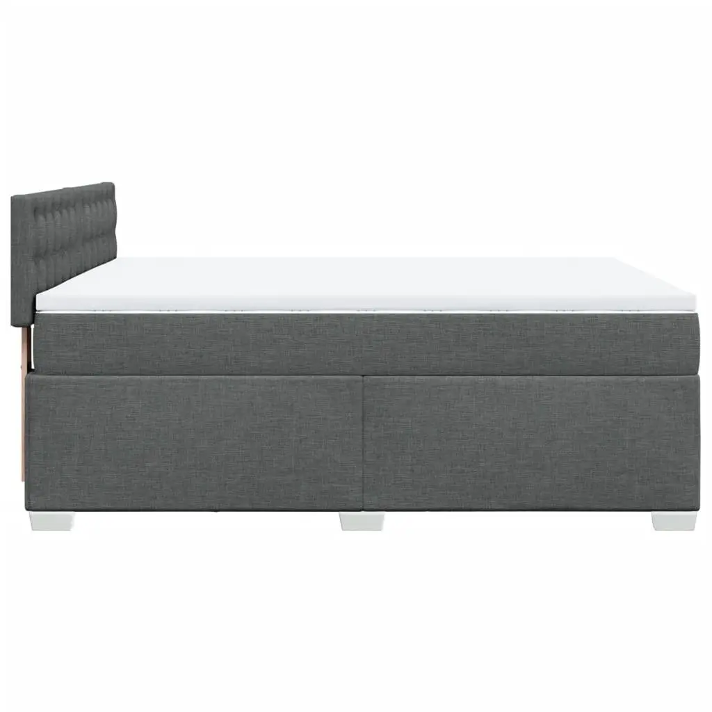 Queen Box Spring Bed Grey Fabric Pocket Spring Mattress with LED Lights