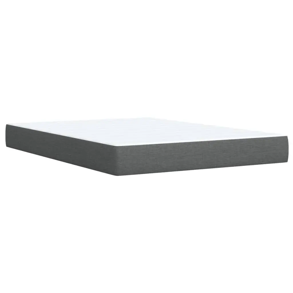 Queen Box Spring Bed Grey Fabric Pocket Spring Mattress with LED Lights